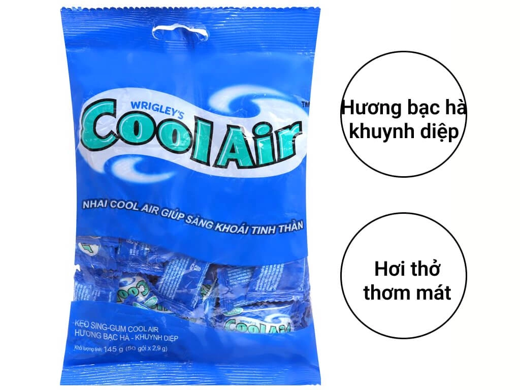 Kẹo sing-gum Cool Air hương bạc hà khuynh diệp gói 145g