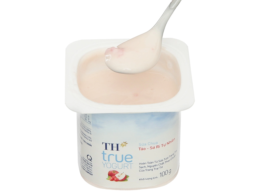 Lốc 4 hộp sữa chua ăn TH True Yogurt táo sơ ri tự nhiên 100g