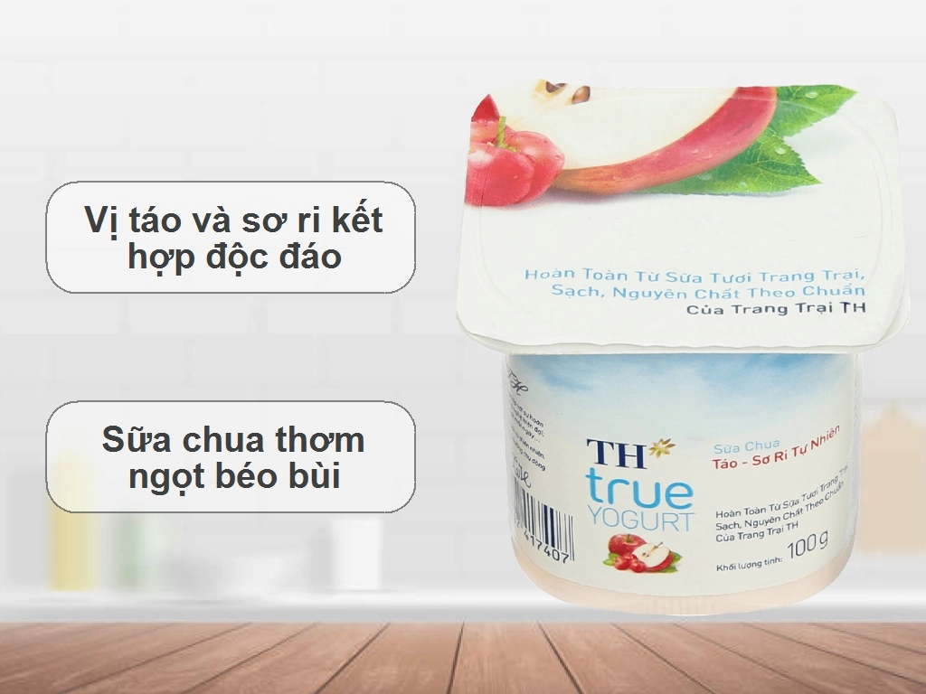 Lốc 4 hộp sữa chua ăn TH True Yogurt táo sơ ri tự nhiên 100g