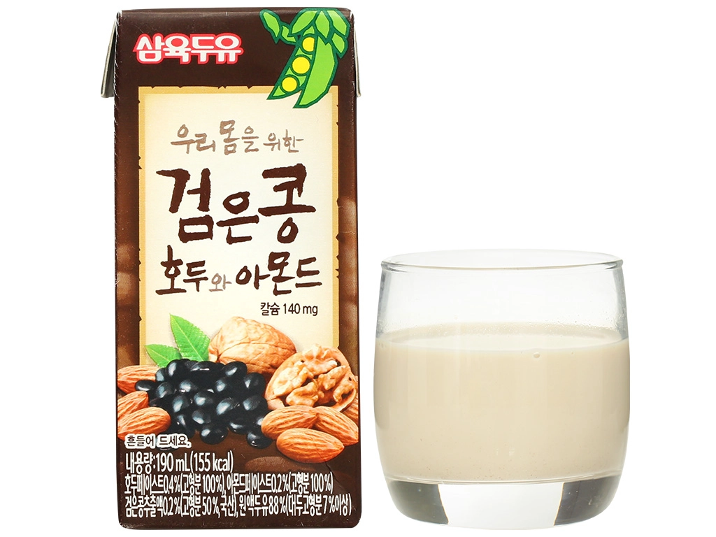 2 thùng sữa đậu đen óc chó hạnh nhân Sahmyook 190ml